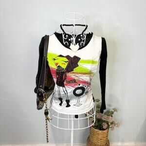 Vintage euro-style y2k graphic print grunge long sleeve t shirt